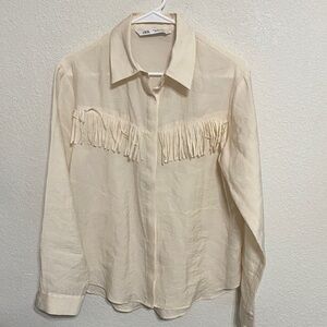 Zara Cream Fringe Blouse